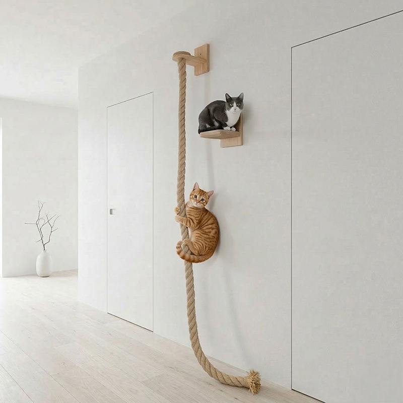 Wall-Mounted Cat Climbing Rope Tree CATNADA